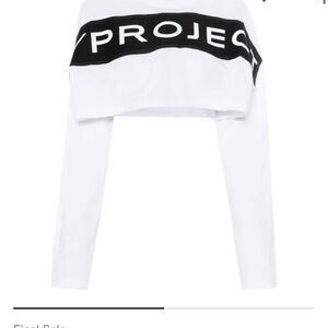 Designer Y/project White Long Sleeve Crop Top

logo-appliqué cropped T-shirt